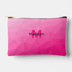Hot pink gradient geometric mesh pattern Monogram Accessory Pouch