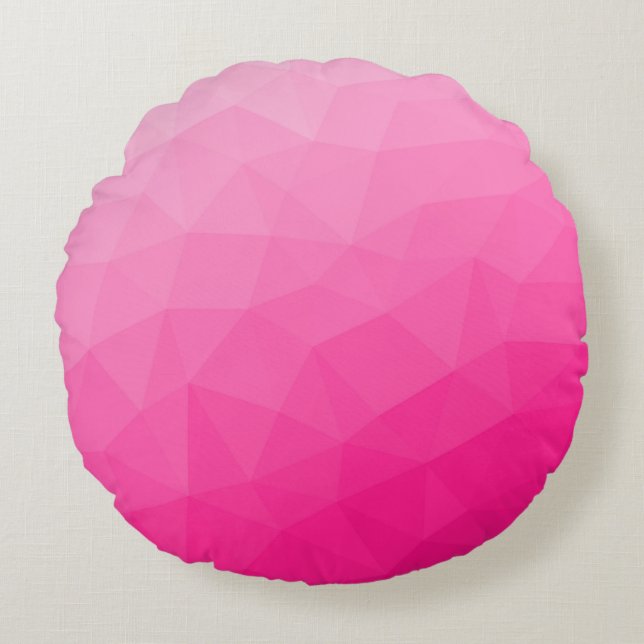 Hot pink Gradient Geometric Mesh Pattern Round Cushion (Front)