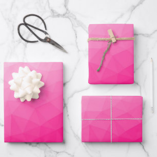 Hot pink Gradient Geometric Mesh Pattern Wrapping Paper Sheet
