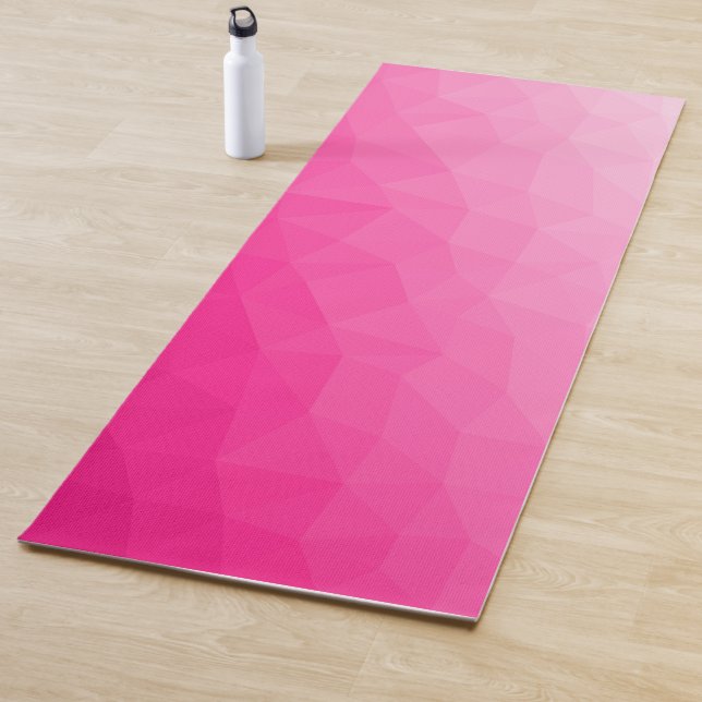 Hot pink Gradient Geometric Mesh Pattern Yoga Mat (In Situ)