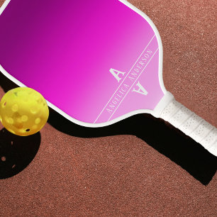 Hot Pink Gradient Monogram Initials  Pickleball Paddle