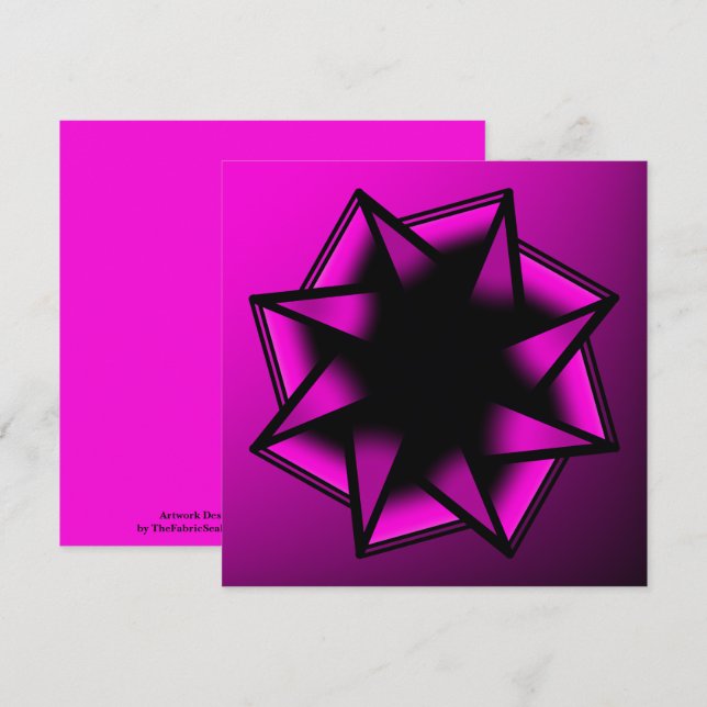 Hot Pink Gradient Star Bow Card (Front/Back)