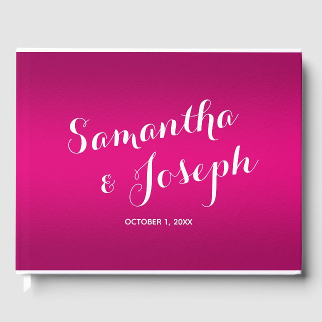 Hot Pink Gradient Wedding Guest Book (Front)