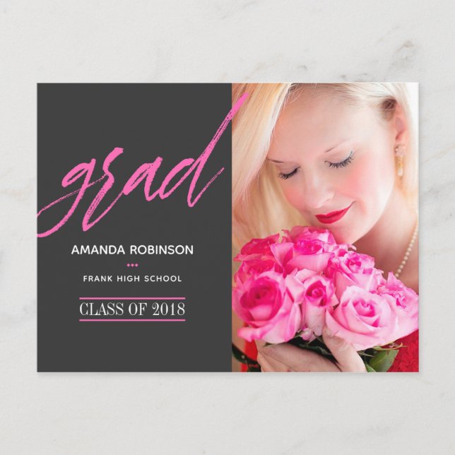 Hot-Pink Graduate Announcement Photo (Front)