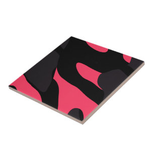 Hot pink, gray and black Camo abstract Ceramic Tile