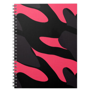 Hot pink, gray and black Camo abstract Notebook