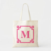 Hot Pink Greek Key Border Custom Monogram Bag