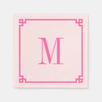 Hot Pink Greek Key Border Monogram