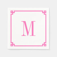 Hot Pink Greek Key Border Monogram