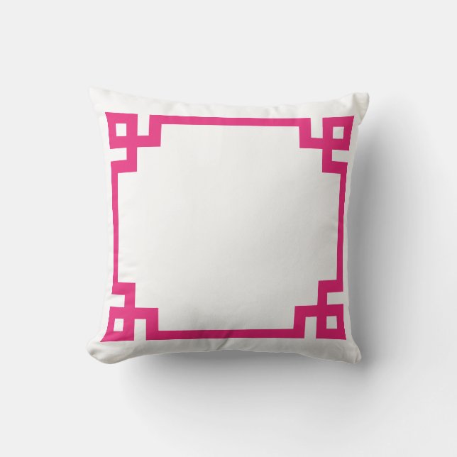 Hot Pink Greek Key Cushion (Front)