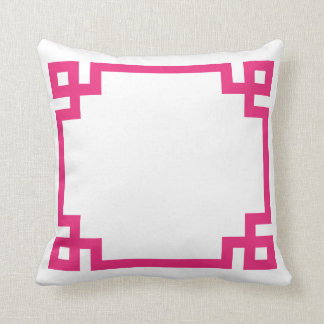Hot Pink Greek Key Cushion