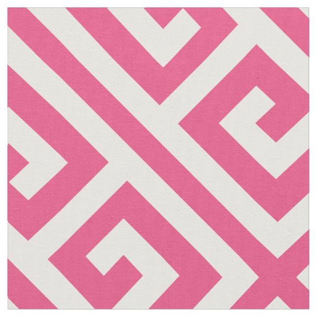 Hot Pink Greek Key Large Scale | Editable Colour Fabric (Close Up)