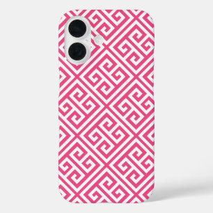 Hot Pink Greek Key Pattern iPhone 16 Case