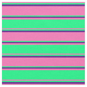 Hot Pink, Green, and Indigo Coloured Lines Fabric
