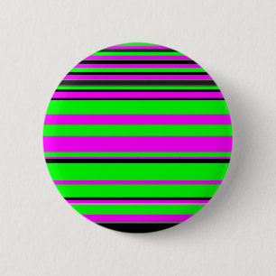 Hot Pink Green Black Colourful Stripe Pattern 6 Cm Round Badge
