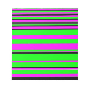 Hot Pink Green Black Colourful Stripe Pattern Notepad