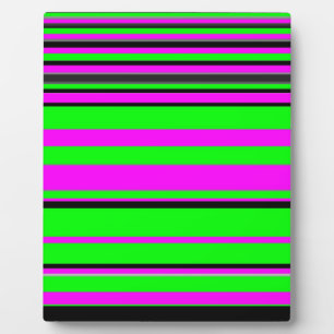 Hot Pink Green Black Colourful Stripe Pattern Plaque