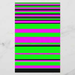 Hot Pink Green Black Colourful Stripe Pattern Stationery