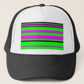 Hot Pink Green Black Colourful Stripe Pattern Trucker Hat