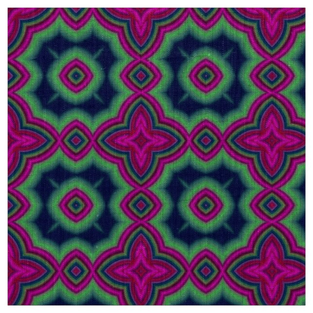Hot pink, green & blue Moroccan geometric pattern Fabric (Swatch)