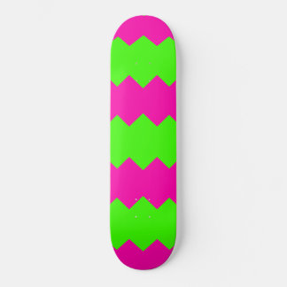 hot Pink & Green Zig Zag Stripe Pattern Skateboard
