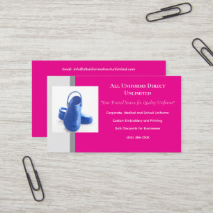 Hot Pink Grey Blue Medical Clogs Uniform Business Card