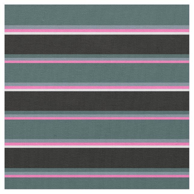 Hot Pink, Grey, Dark Slate Grey, Black & Lavender Fabric (Close Up)