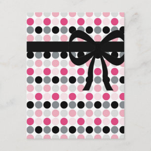 Hot Pink, Grey, Light Pink and Black Polka Dots Invitation