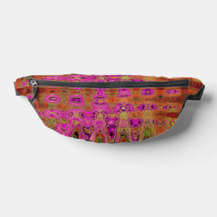 Hot Pink Groovy Abstract Retro Atomic Waves Bum Bags