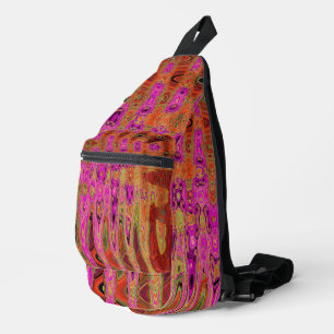 Hot Pink Groovy Abstract Retro Atomic Waves Sling Bag