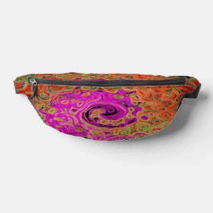 Hot Pink Groovy Abstract Retro Liquid Swirl Bum Bags