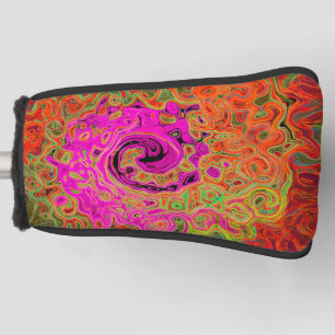 Hot Pink Groovy Abstract Retro Liquid Swirl Golf Head Cover