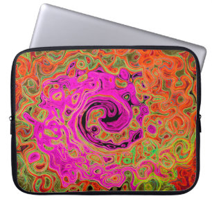 Hot Pink Groovy Abstract Retro Liquid Swirl Laptop Sleeve