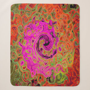 Hot Pink Groovy Abstract Retro Liquid Swirl Sherpa Blanket