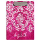Hot Pink Grunge Damask Pattern Custom Text