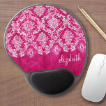 Hot Pink Grunge Damask Pattern Custom Text Gel Mouse Pad<br><div class="desc">A vintage pattern with a chalkboard and lace design. Look closely to the flowers and leaves.A trendy design with jewel tone colours and elegance. Items are easier to customise when you replace all text and photos first. If your art still needs to be adjusted, click on the Customise This button....</div>