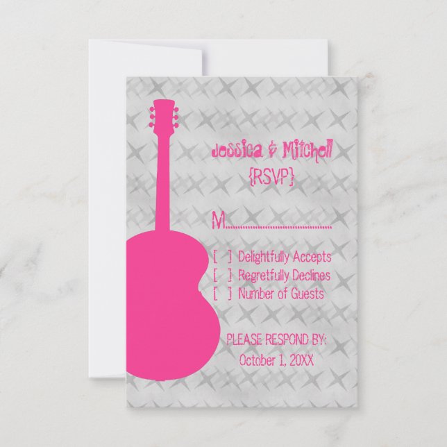 Hot Pink Guitar Grunge Response Card (Front)