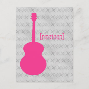 Hot Pink Guitar Grunge Table Postcard