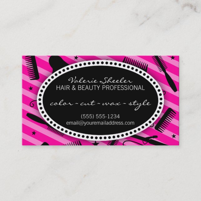 Hot Pink Hair & Beauty Appointment Card (Front)
