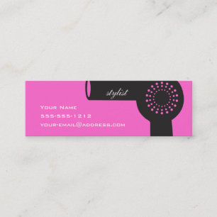 Hot Pink Hair Stylist Skinny Biz Card