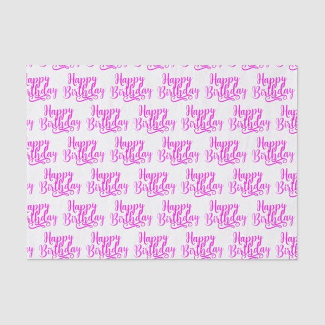Hot Pink HAPPY BIRTHDAY Custom Party Tissue Paper (Front)