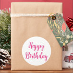 Hot Pink Happy Birthday Simple Minimalist Custom Classic Round Sticker<br><div class="desc">Designed for birthday celebrations! You may change the text or font colour or background colour as you please!</div>