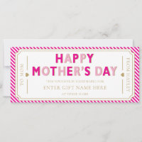 Hot Pink Happy Mother's Day Gift Voucher Card