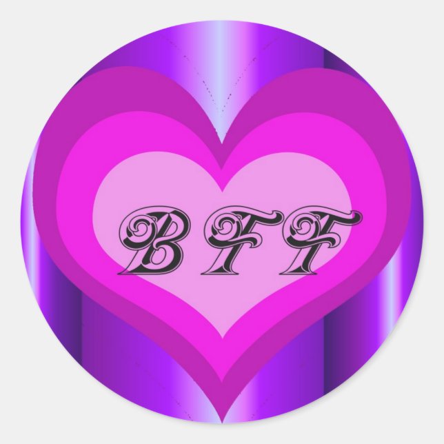 hot pink heart Best friends forever Classic Round Sticker (Front)