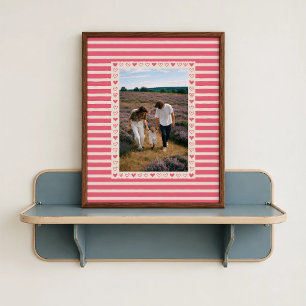 Hot Pink Heart Border Poster - Personalised Gift