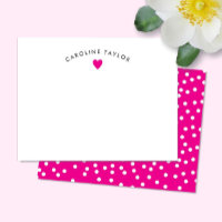 Hot Pink Heart & Dots Cute Girly