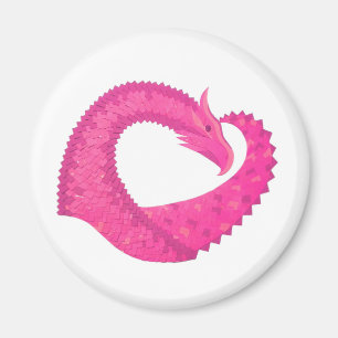 Hot pink heart dragon on white magnet