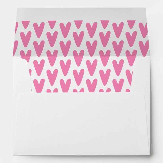Hot Pink Heart Pattern Paper Envelope (Back (Bottom))