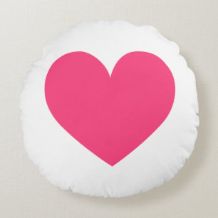 Hot Pink Heart with Polka Dots Pattern Modern Round Cushion
