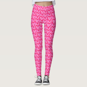 Hot Pink Hearts Pattern Leggings